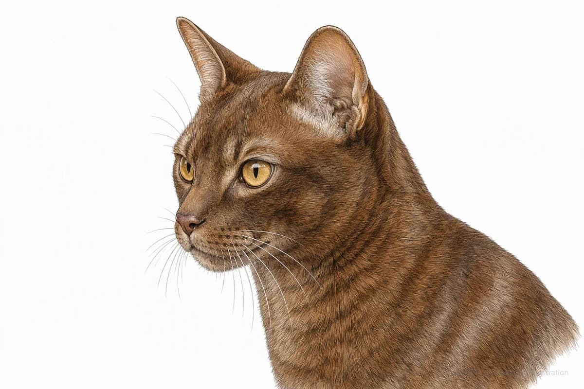 Original XPET engraving and watercolor illustration of Burmese: a head and coat detail study.