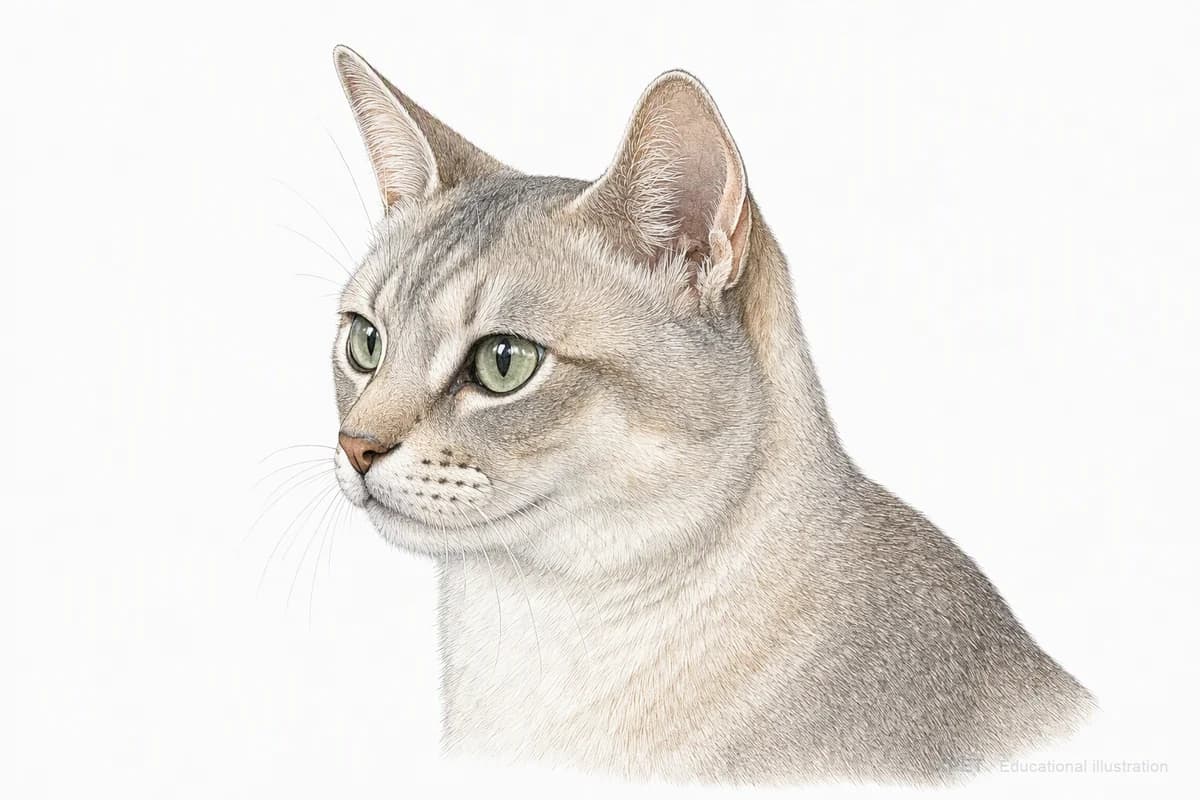 Original XPET engraving and watercolor illustration of Burmilla: a head and coat detail study.
