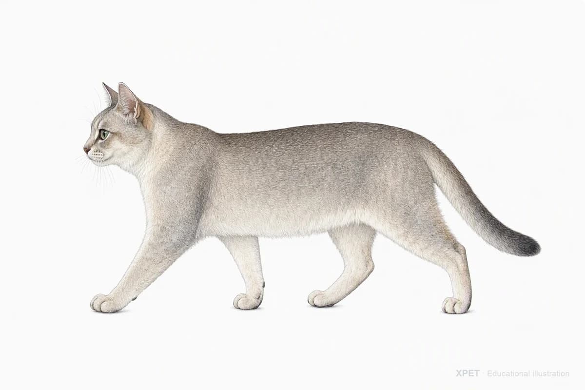 Original XPET engraving and watercolor illustration of Burmilla: a natural movement study.