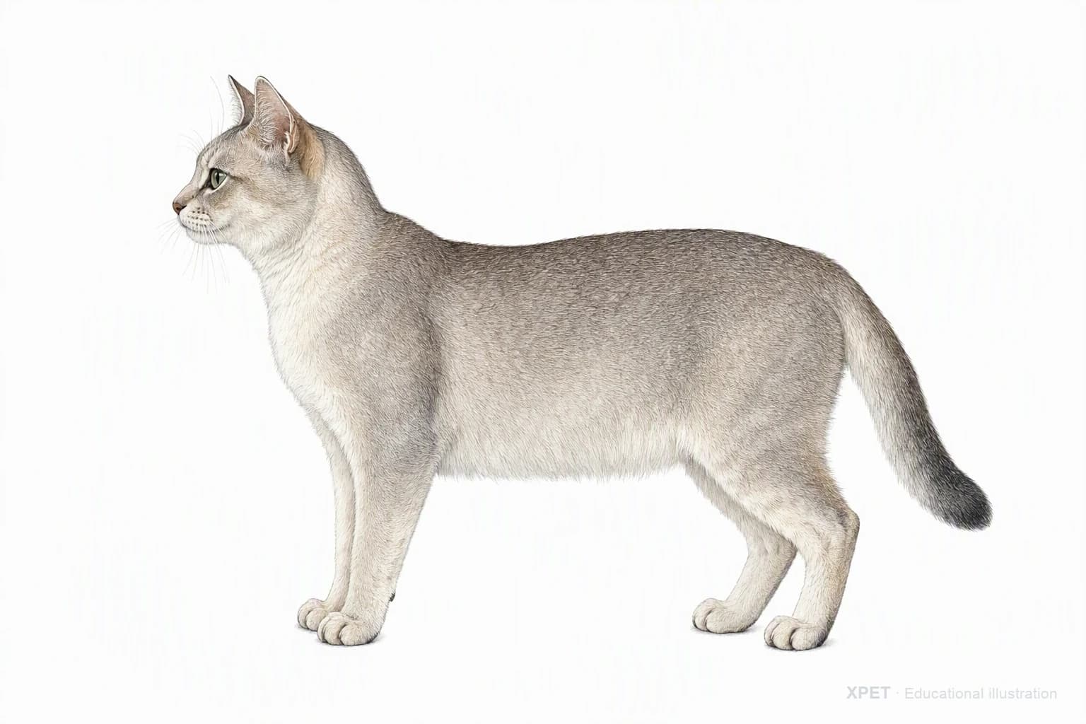 Original XPET engraving and watercolor illustration of Burmilla: an adult in left-facing profile.