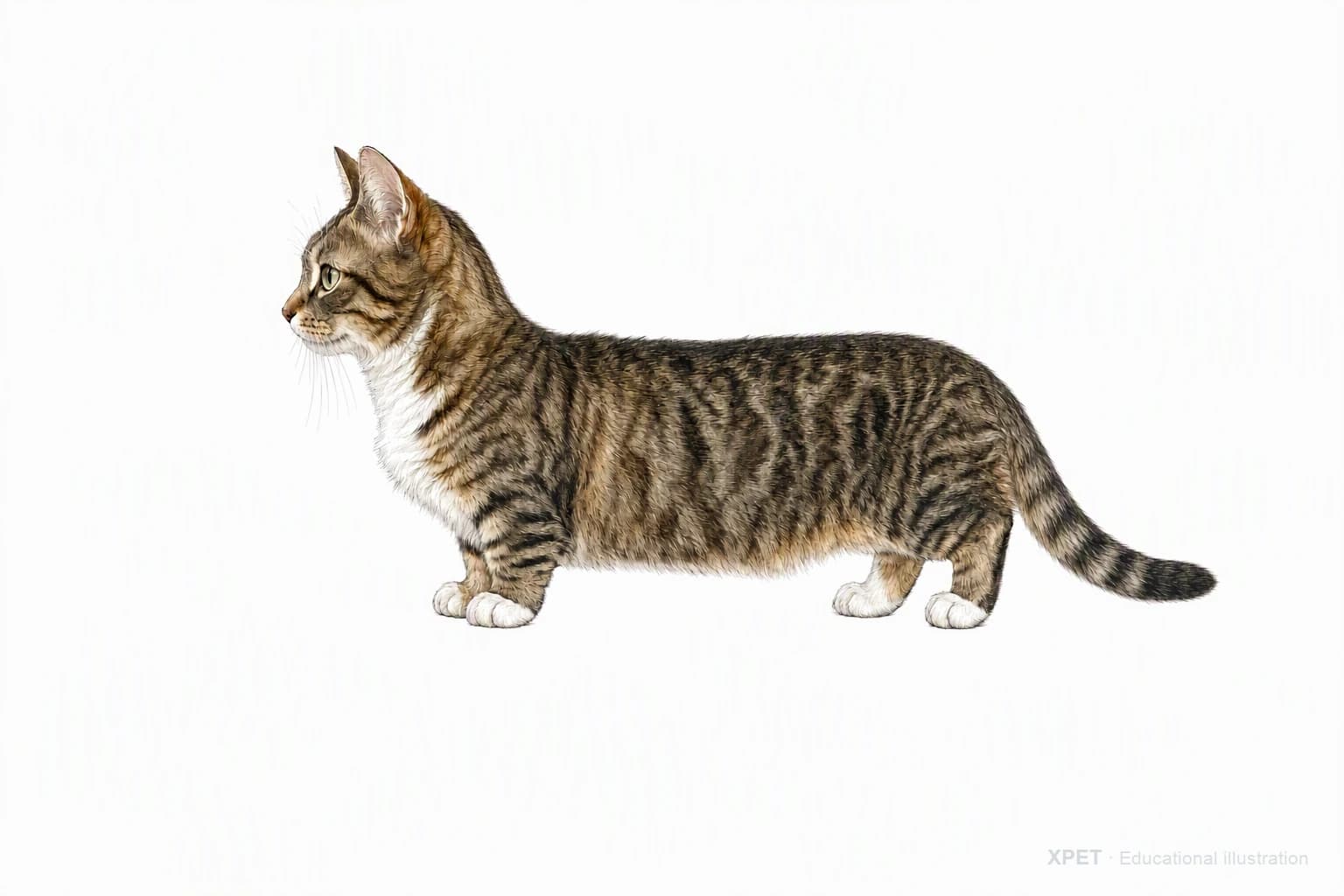 Original XPET engraving and watercolor illustration of Munchkin: an adult in left-facing profile.