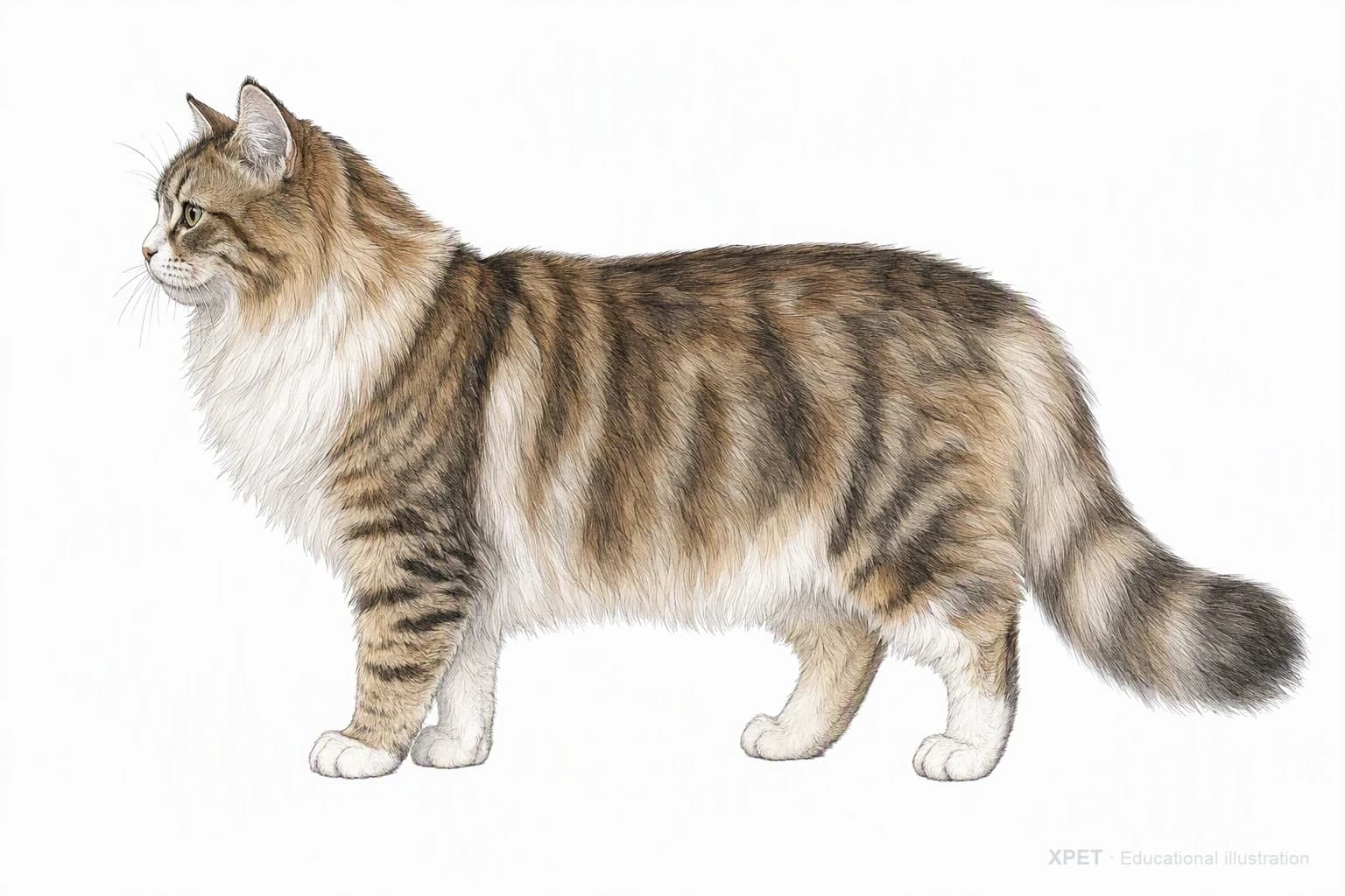 Original XPET engraving and watercolor illustration of Ragamuffin: an adult in left-facing profile.
