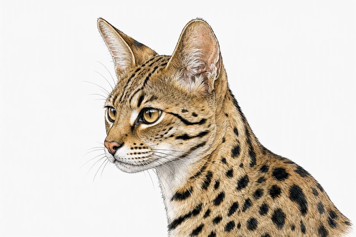 Original XPET engraving and watercolor illustration of Savannah: a head and coat detail study.
