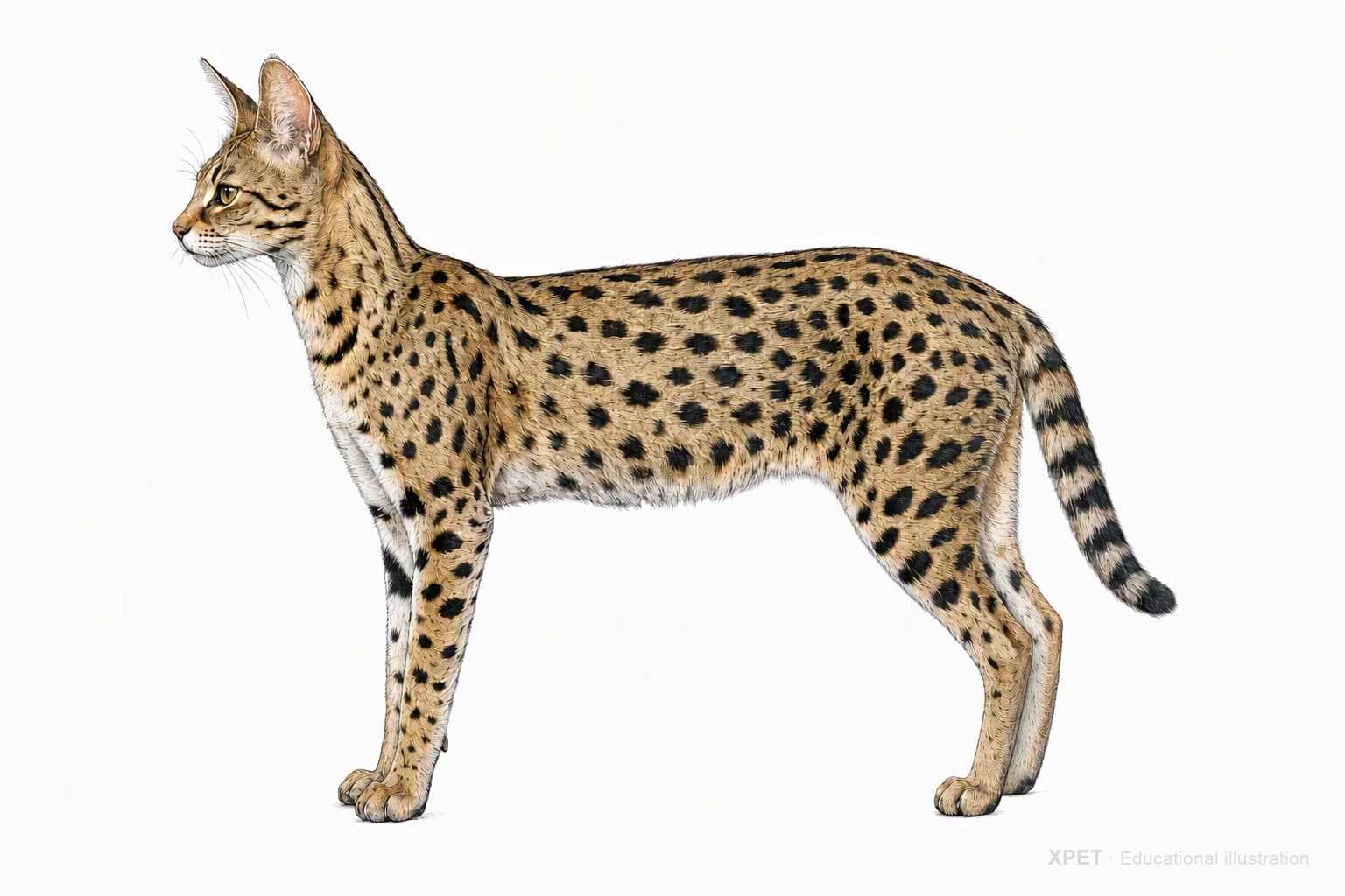 Original XPET engraving and watercolor illustration of Savannah: an adult in left-facing profile.