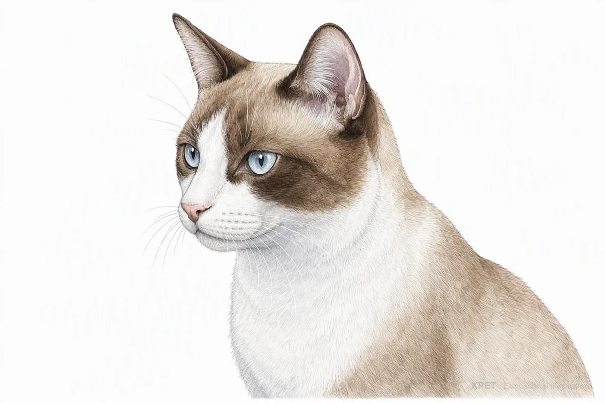 Original XPET engraving and watercolor illustration of Snowshoe: a head and coat detail study.