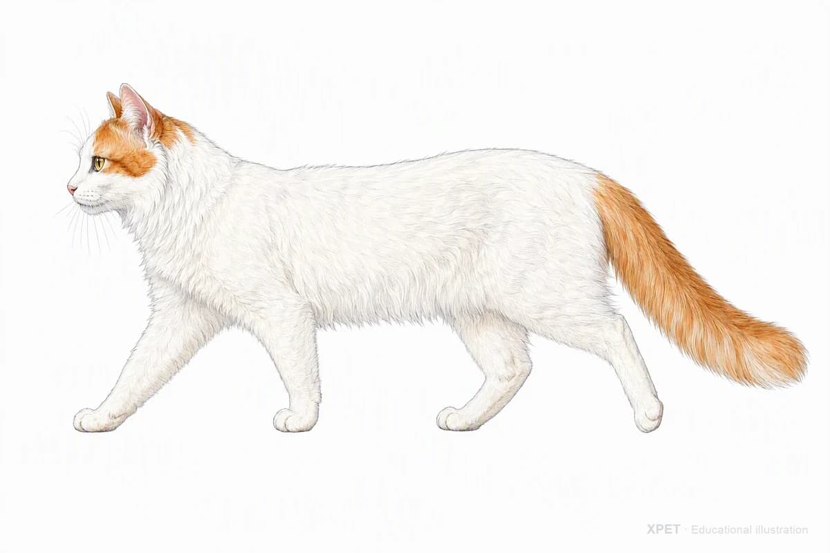 Original XPET engraving and watercolor illustration of Turkish Van: a natural movement study.