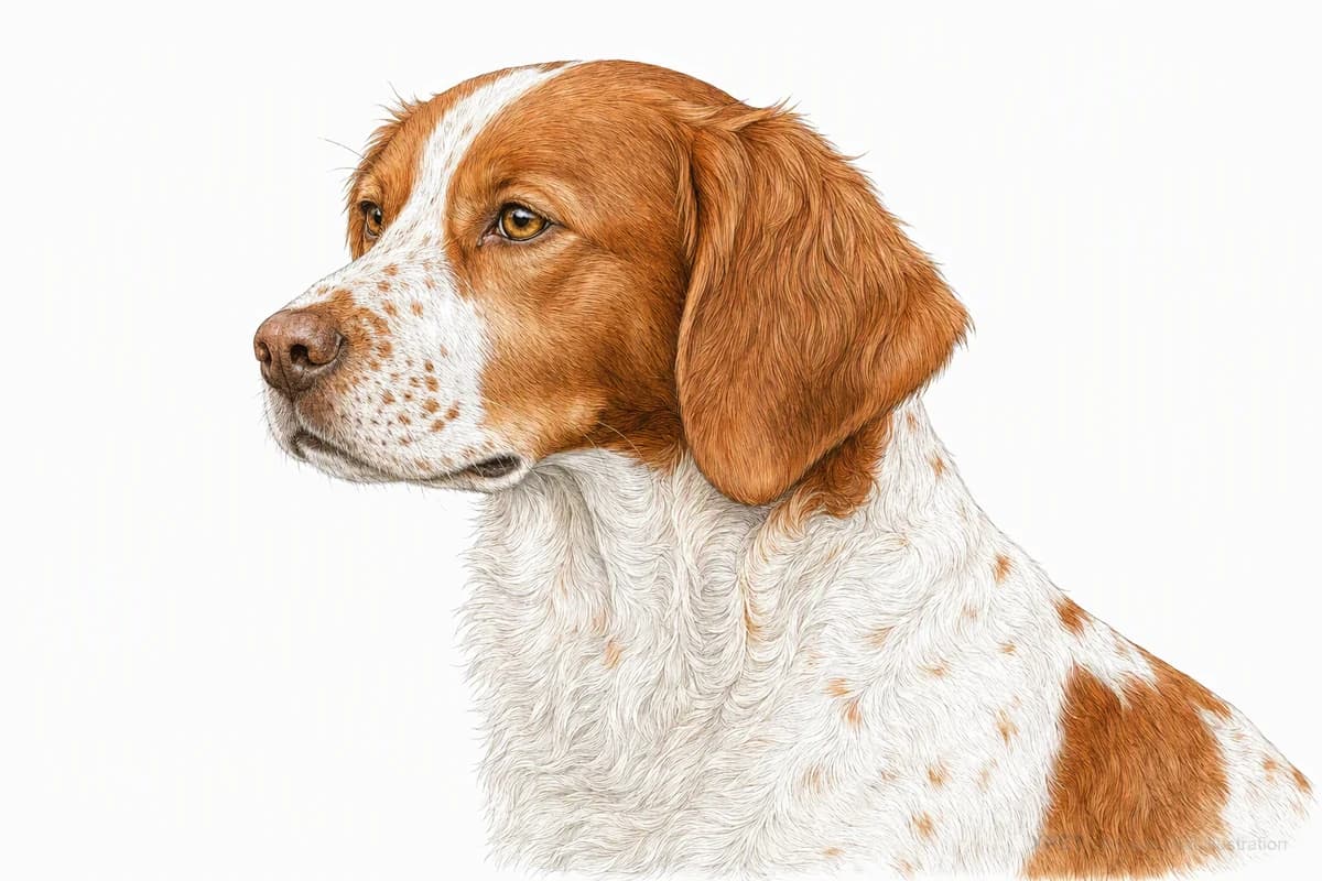 Original XPET engraving and watercolor illustration of Brittany: a head and coat detail study.