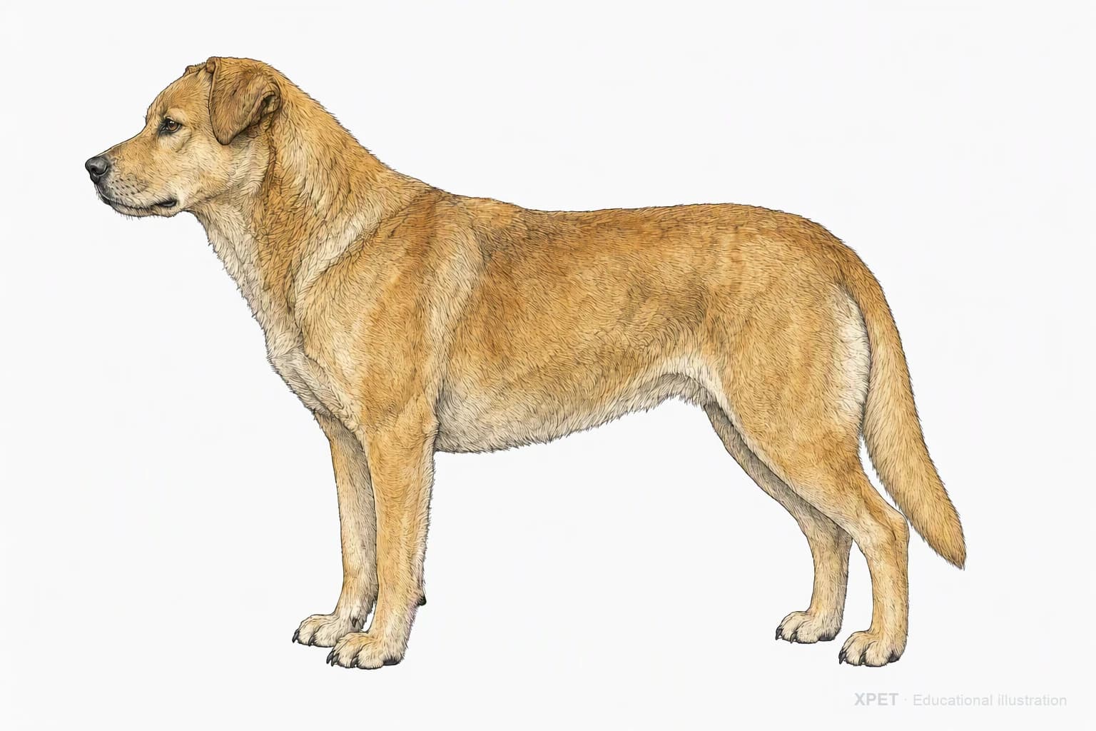 Original XPET engraving and watercolor illustration of Chinook: an adult in left-facing profile.