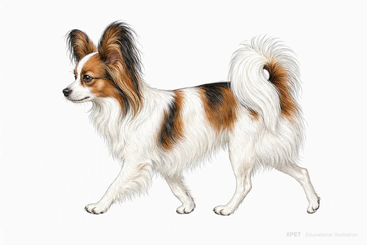 Original XPET engraving and watercolor illustration of Papillon: a natural movement study.